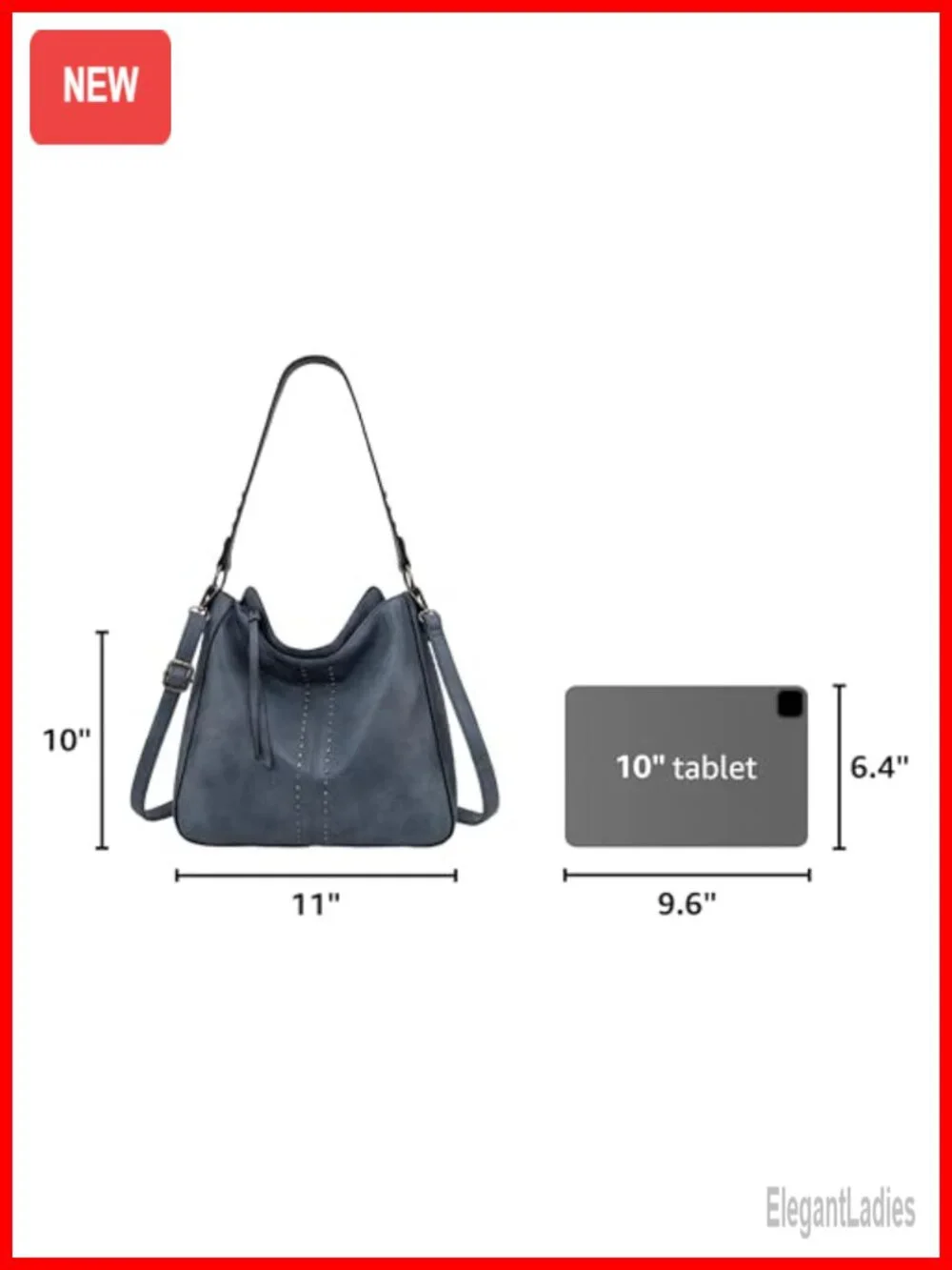 Pebbled Vegan Leather Hobo Bag Crossbody Purse with Stud Accents